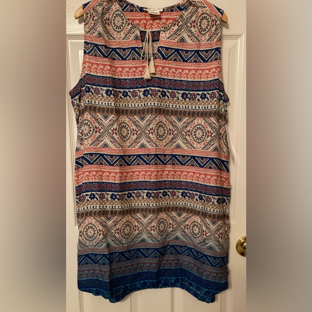 Sleeveless Boho Beach Dress New Stripe & Geometric Print Dress - Picture 10 of 16